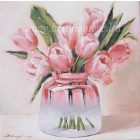 Tulipánok | rózsaszín üvegvázás festmény