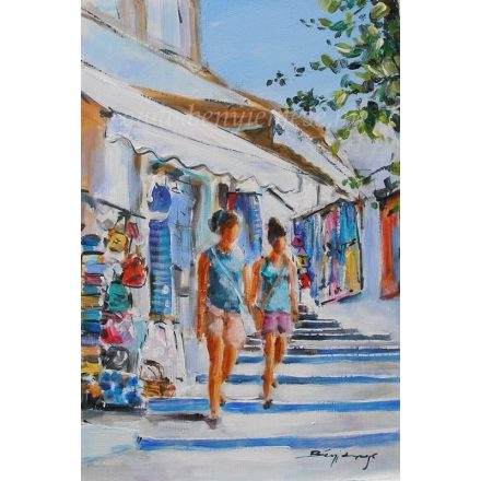 Santorini | utcakép festmény