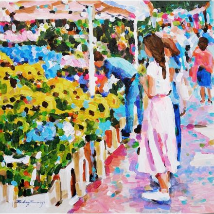 Virágpiac | modern festmény