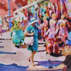 Színes Positano | utcakép festmény